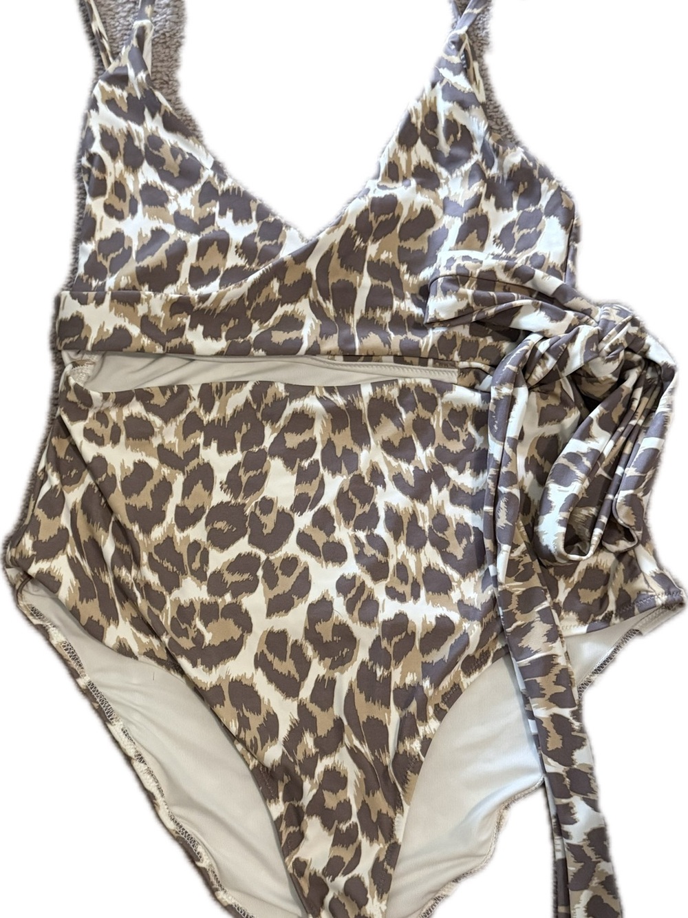 aerie Brown and Cream Leopard-Print One-Piece Swimsuit